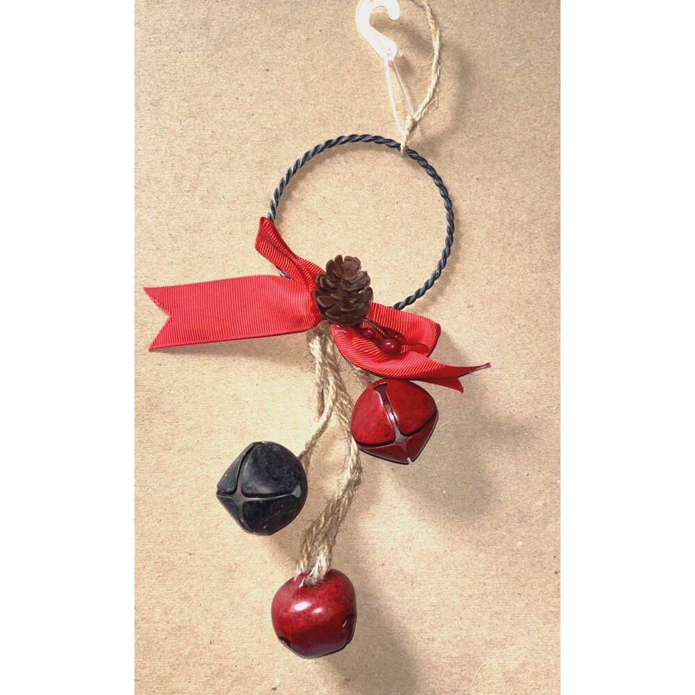 Holiday Christmas 3 Bell Wall/Door Knob Hanger Red w/Jute Twine Bow Decor Crafts